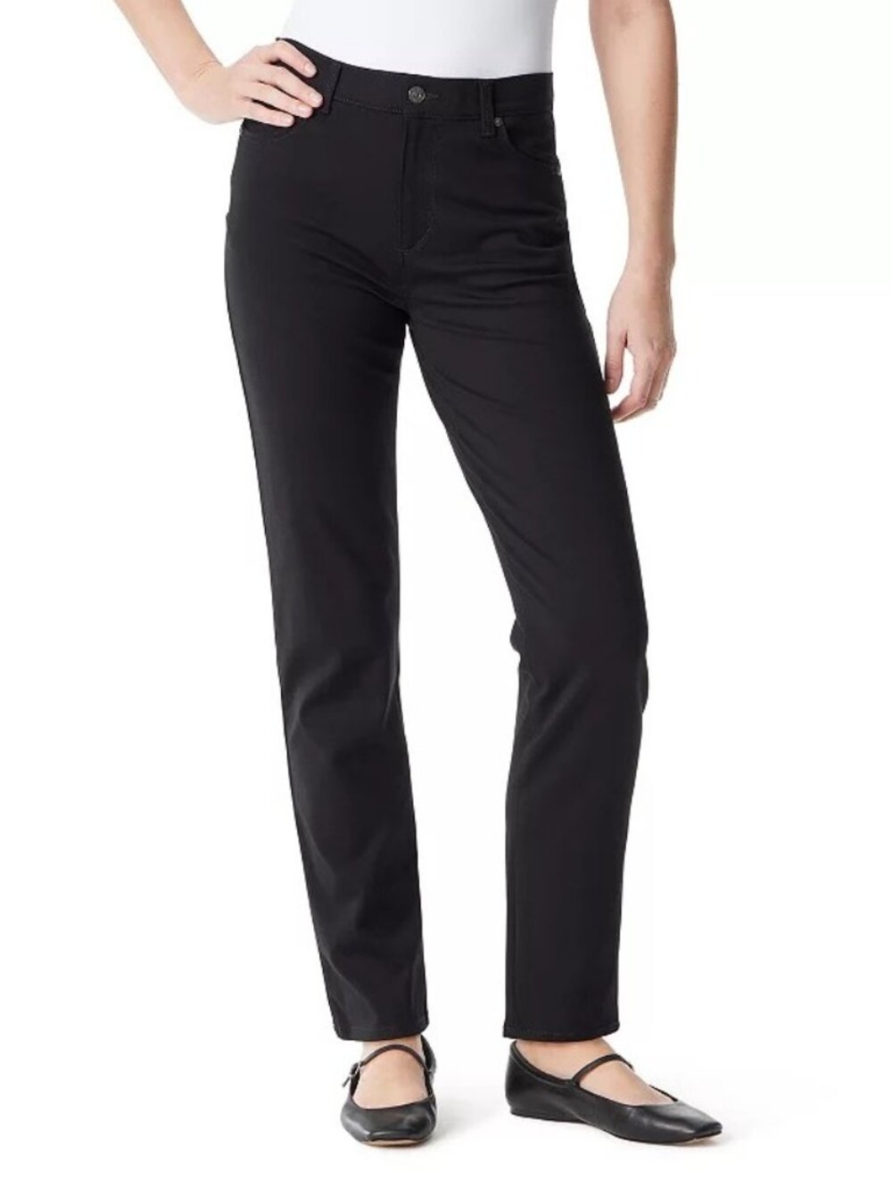 2/$30 Gloria Vanderbilt Amanda Ponte Pants Mid Rise Black 6 #A3515